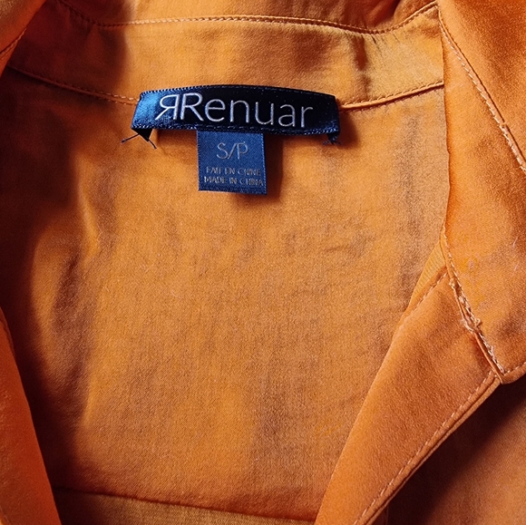 ๐3/$40 Sale!Mix & Match๐ Renuar Iridescent Orange High Low Flowy Blouse - Picture 8 of 9